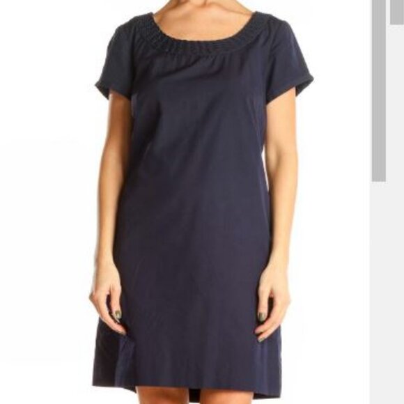 J. Crew Portico Navy Blue Basket Weave Neckline Dress Size 6 - Picture 7 of 7